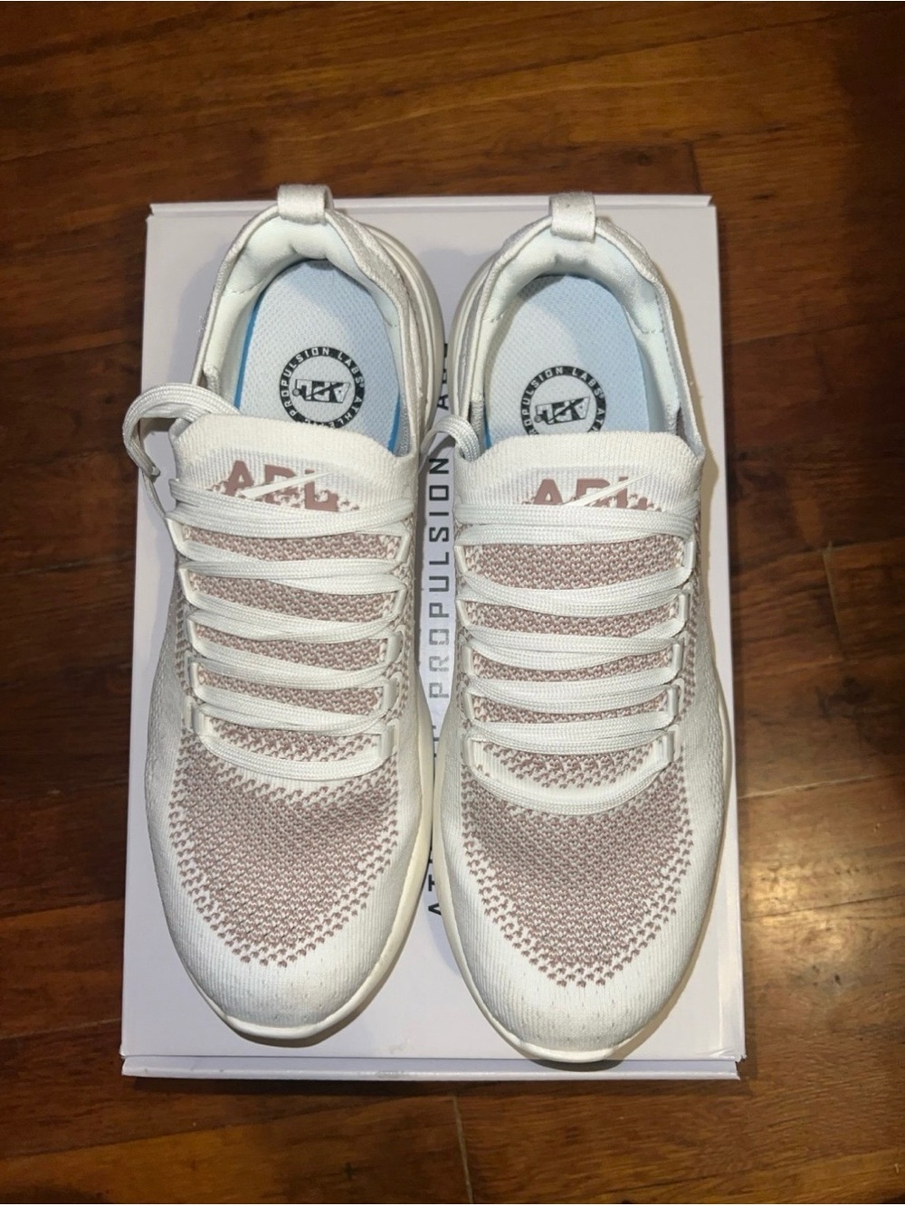 APL White Sneakers with Blush Knit Panels